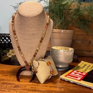 Beaded Necklace, Bracelet Set & Earrings Set (3pc)